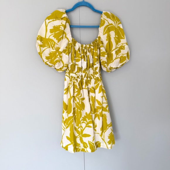 MAEVE x ANTHROPOLOGIE Feliciana Tropical Print Mini Dress Chartreuse Yellow - Picture 3 of 11